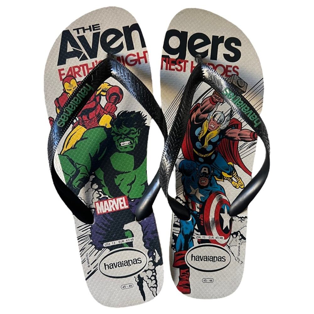 Havaianas The Marvel Avengers Hulk Thor Thong Flip Flops Sandals Men Size 13 - Picture 3 of 7